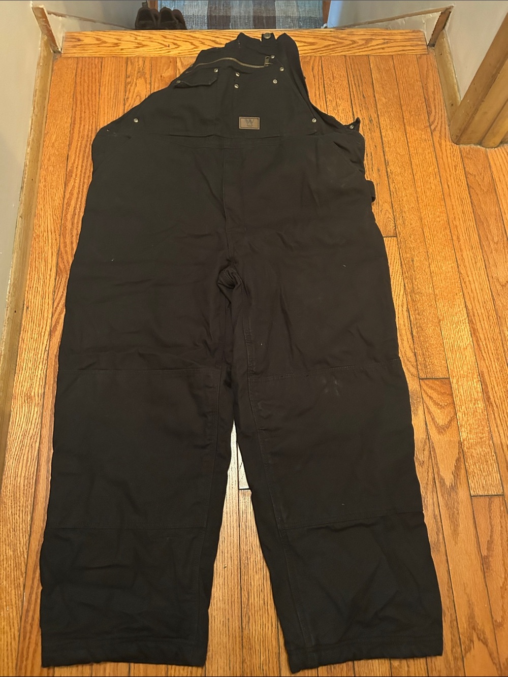 Walls Black Cargo Bib Overalls
